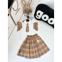 バーバリー風子供服 セットアップヴィンテージチェック 女の子2 点セット フリル袖シャツ プリーツスカート フォーマルハイブランド子供服 コピーBurberry 女の子洋服小中学生激安バーバリーキッズ セットアップ女の子