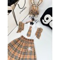 バーバリー風子供服 セットアップヴィンテージチェック 女の子2 点セット フリル袖シャツ プリーツスカート フォーマルハイブランド子供服 コピーBurberry 女の子洋服小中学生激安バーバリーキッズ セットアップ女の子