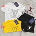 激安ルイヴィトン キッズ半袖 T シャツ ショーツセット 飛行機モノグラム 2 色展開LV子供服セット男の子 女の子 ハイブランドルイヴィトン 子供服