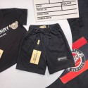 激安バーバリーBurberry子供服セットアップ韓国風バーバリーロゴテディベア半袖 T シャツ 黒ショーツ キッズ上下セット 男の子女の子兼用