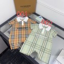 バーバリーBURBERRY クラシックチェック ポロ襟半袖ベビーロンパース 2 カラー 新生児～幼児サイズホワイト襟付き バーバリー子供服新生児服BURBERRY 文字プリント ヴィンテージチェックベビーつなぎ服