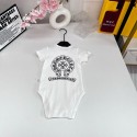 クロムハーツベビーキッズ子供服クロスロゴプリント 新生児半袖つなぎ服Chrome Heartsベビー半袖ロンパース 2 色展開ハイブランド韓国風