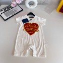 ルイヴィトンLV ベビーキッズ子供服ハート柄大プリント 半袖ベビーロンパース ホワイト 赤ちゃん服ハイブランドルイヴィトン半袖 男の子女の子兼用