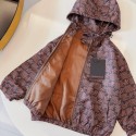 ルイヴィトンLV子供服チェック柄総柄キッズフードジャケットジップアップ薄手子供アウタールイヴィトンキッズアウター 子供用フードブルゾン 軽量防風春秋ジャンパー