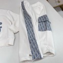  ハイブランドディオールキッズセットアップ  Dior 子供服キッズ 大アルファベットプリント スウェットトップス＋カーゴパンツ 2 点セット ホワイトハイブランド子供服 男女兼用激安
