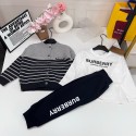 バーバリー Burberry キッズ 3 点セット ボーダーニットカーディガン＋ロゴ長袖 T シャツ＋ジョガーパンツバーバリー Burberry 男の子 子供服 春秋 