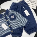 ハイブランド激安ディオールDior子供服セット男女兼用キッズデニム 2 点セット 千鳥チェック 秋のお出かけコーデ