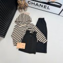 ミュウミュウMIU MIUキッズ 3点セット ストライプフードトップス タンクトップ スカート ミュウミュウ 男女兼用子供服 ベージュxグレー 秋冬こども服