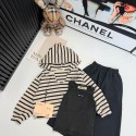 ミュウミュウMIU MIUキッズ 3点セット ストライプフードトップス タンクトップ スカート ミュウミュウ 男女兼用子供服 ベージュxグレー 秋冬こども服