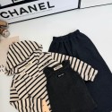 ミュウミュウMIU MIUキッズ 3点セット ストライプフードトップス タンクトップ スカート ミュウミュウ 男女兼用子供服 ベージュxグレー 秋冬こども服