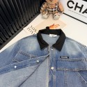 シャネルCHANELキッズ デニムジャケット 切替カラー ロゴタグ 男の子 女の子 シャネルCHANEL 男女兼用子供ジャケット ブルーデニム 秋冬こども服