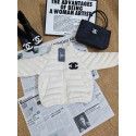 シャネルCHANELキッズ 中綿ジャケット ネイビー ホワイト 男の子 女の子 冬服シャネルCHANEL子供用 軽量中綿コート CCロゴ刺繍 アウター