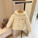 モンクレールMONCLERキッズ 中綿ジャケット ホワイト 男の子 女の子 冬服モンクレールMONCLER子供用 軽量中綿コート ワッペンロゴ ジップアウター