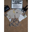 バーバリーBURBERRYキッズ カーディガン スカート セットアップ ベアーパッチ 男の子 女の子 ベージュ 秋冬服バーバリーBURBERRY子供用 チェック柄スカート 2点セット ニットトップス