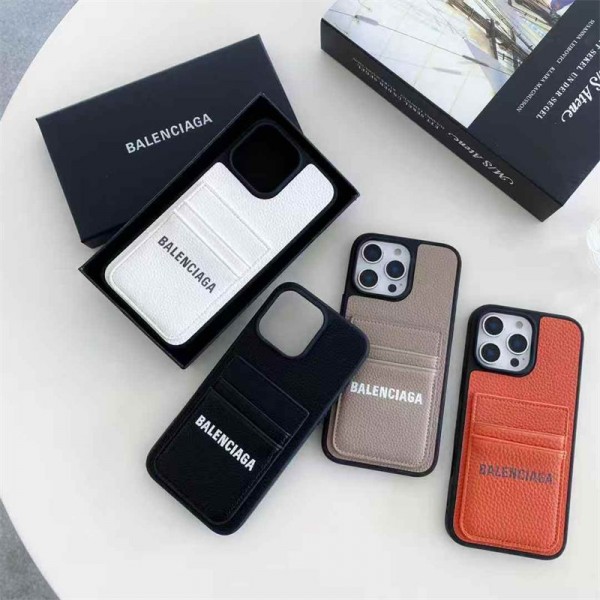 Balenciagaギャラクシーs26 s26ultra s26 +携帯ケースカード入れバレンシアガsamsungs26 ultra  s26 ケース革ハイブランドビジネス風アイフォーン18 pro max 17 16 15ケースカード収納男女兼用