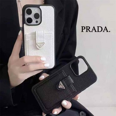 ハイブランドプラダ風Galaxy s26 ultra s26 s25ケース男女兼用iphone18pro/17promax 16 ケースPRADA カードポケット付き レザー調 iPhone ケース ホワイト / ブラック 2 色展開人気プラダギャラクシーs26 s25 s24 s23 ultra携帯ケース