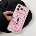 イヴサンローランIPhone18pro max 18Pro 17ケースYSLアイフォン18plus 17pro max ケース 女子 かわいい おしゃれ イヴサンローランアイフォン18pro  18air 18 Plus 18 Pro Max バタフライロゴ スマホケース