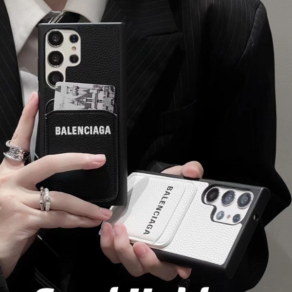 バレンシアガGalaxy s26ultra s26ケースカード入れ高品質Balenciaga人気サムソン s26 25 ultraケースセレブ愛用ハイブランドアイフォン18 18pro max バレンシアガケースiphone18plus/17promax/18proケース男女兼用