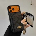 コーチiPhone18Pro 17Pro Max 18Plus ケース大人上品COACH 風 C モノグラムカードポケット一体型スマホケース イチゴスカーフ編みチェーン 斜め掛 コーチけ アイフォン 18pro max 17 pro max 18 plus 18air 18pro 17pro レディース高級カバー