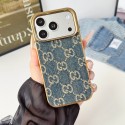グッチ風iPhone17 pro max 18pro max  ケース 豪華GUCCI ハイブランドアイフォン18pro max 18plus 17プロマックス 携帯ケースグッチ iphone18 17 17 plus 17ケースGG ジャカードデニム調 ゴールドエッジスマホケース 3 色展開