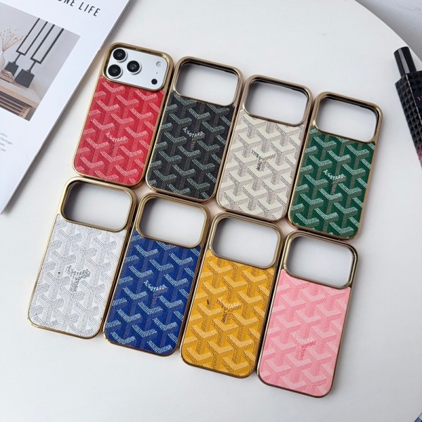  ゴヤールGoyardアイフォン18pro max 18pro 17 proカバーIPhone18pro max 18ultra 18Pro 17ケース ゴヤールアイフォン18plus 18ultra 17pro max 幾何ダイヤ総柄金メッキフレームスマホケース