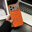 iphone 18 promaxケースルイヴィトンLV 風 鮮やかオレンジモノグラムスマホケース ルイヴィトン アイフォン18pro max 17 pro max 18 plus ケース2 種ラインストーン装飾レンズ窓 パールクリスタルチェーンストラップ付き アイフォン 18pro max 17 pro max 大人華やかレディースカバー