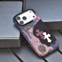 新作クロムハーツIphone18pro max 18plus 17携帯ケース Chrome Heartsクロムハーツ風金属クロスバッジ付き パッチワーク布製ケース iPhone16  17 18全機種対応クロムハーツアイホン18plus 18 17pro 17 スマホケース