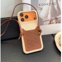 ロエベiphone 18 18promaxケース斜め掛レディース loeweアイフォン18pro 18air 18plus  17promaxケースLOEWEロエベアナグラム総柄 カードポケットショルダースマホケース iPhone 全機種