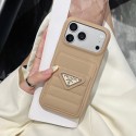 プラダpradaアイフォーン18 pro max 18plus  18airケース大人上品レザー衝撃吸収携帯ケースプラダiphone18/18promax/18 pro17 16ケースカード入れ高品質  PRADA メタルプレート付き 6 色 iPhone 全機種取扱い