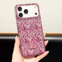 iphone 18/air/18 pro/18 pro max 即納 ルイヴィトン Lv グッチ Gucci シャネル Chanel  ディオール Dior アイフォン18 17 16 14 15 pro Max air ケースカバー 芸能人愛用 上品 【6 種類】チェリーレッド レースペイズリー ラインストーン装飾 大窓スマホケース ガーリーラグジュアリー