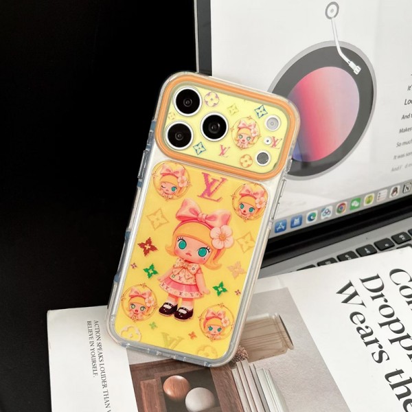 ハイブランドVuitton iphone18promax/18proケース 半透明 IMD素材 アニメ風 女の子 イラスト かわいい ルイヴィトン iphone18/17promax携帯ケース 花柄 レンズ保護 一体型 おしゃれ iphone16/15proケース ブランド 女子 高校生 おすすめ