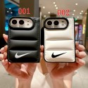 メンズレディース向ナイキアイフォンDUOケースブランドiphone duoケースNIKEダウンジャケット風折りたたみケース可愛い人気アイフォン デュオ ケース ブラック ホワイト
