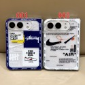 ナイキ可愛いアイフォンDUOケース ステューシー オフホワイト コラボ 透明 折りたたみケース NIKE x STUSSY x Off-White iphone duo ケース 人気 ブランド携帯ケース