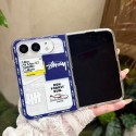 ナイキ可愛いアイフォンDUOケース ステューシー オフホワイト コラボ 透明 折りたたみケース NIKE x STUSSY x Off-White iphone duo ケース 人気 ブランド携帯ケース