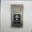 クロムハーツiphone18pro maxケースハイブランドアイフォン18pro max 17 pro max 18 ケース アルミ デザイン ストライプ クリア シルバー CHROME HEARTS アイフォン18pro 17 proカバー