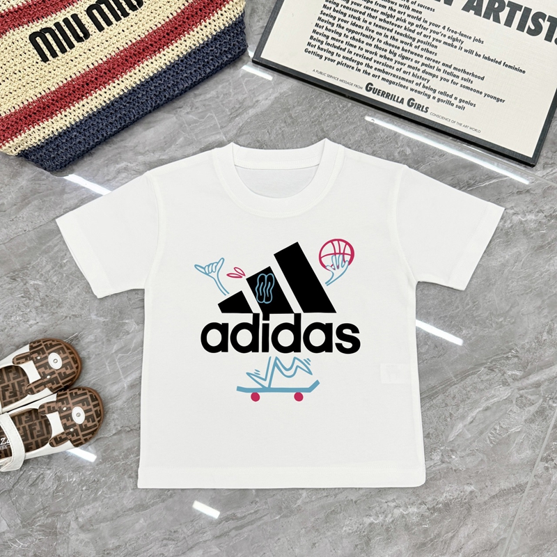 Adidas 親子お揃いTシャツ クラシックロゴ 半袖 スポーツ