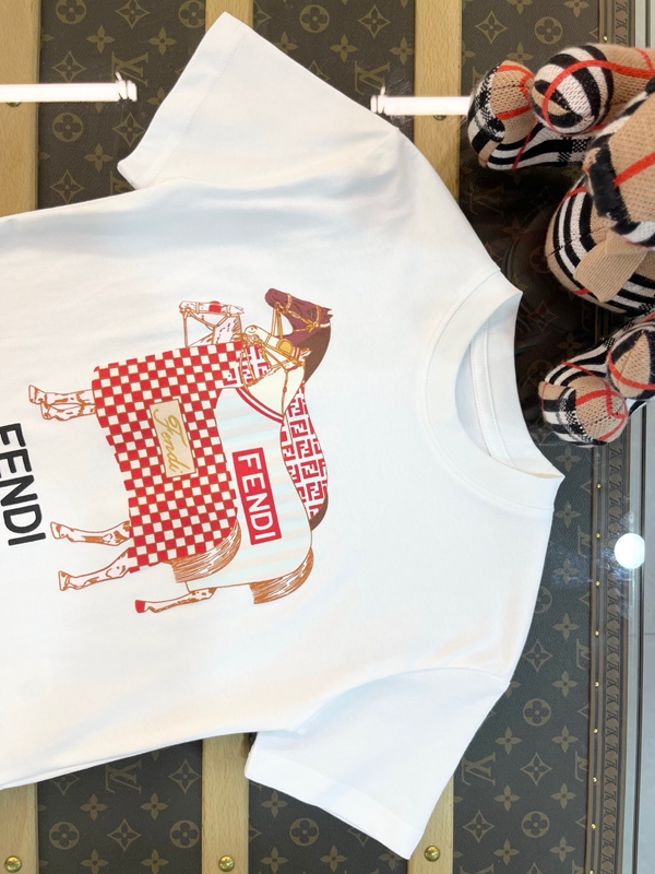 FENDI親子tシャツ夏 綿フェンディレディースメンズ馬柄