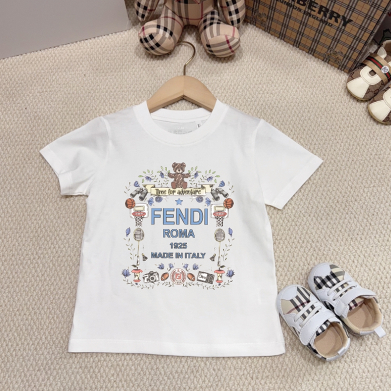 フェンディ風 くまちゃんプリント 親子半袖 T シャツ