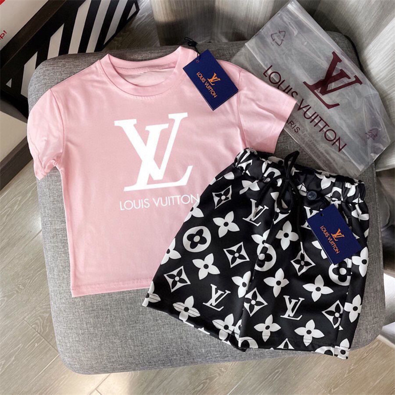 LV 半袖スーツブランド子ども服パロディ夏春秋トップス キッズベビー服