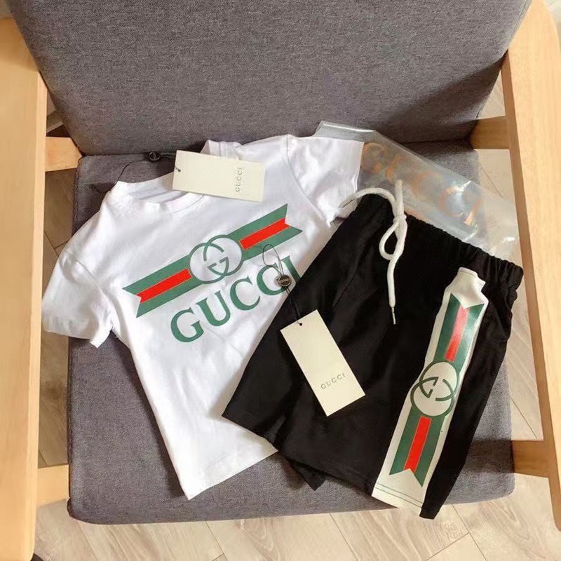 ハイブランドグッチ 子供用 ショートスリーブ Tシャツとショートパンツ セット