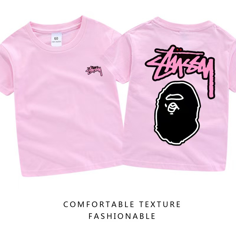 Stussy 子供 t シャツ ステューシー可愛いキッズ 子供服個性的子供半袖t シャツ 激安
