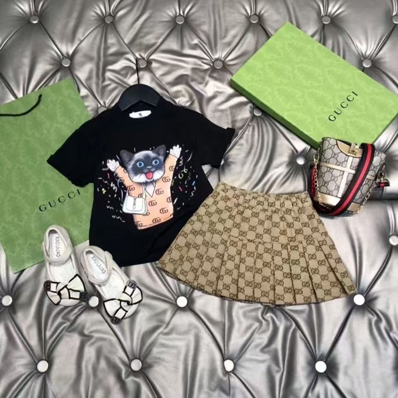 グッチ子供服 GUCCI 女の子向け夏のファッションセット 可愛い T シャツ