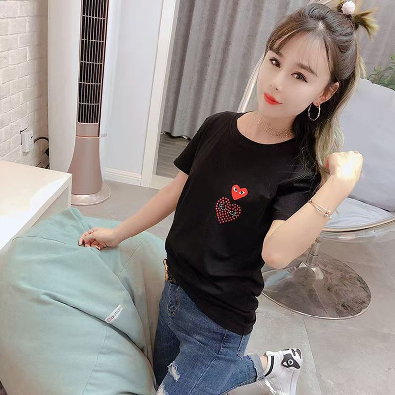 親子向け夏服愛心ロゴ T シャツハイファッション CDG ブランドアイテム激安