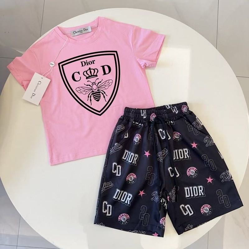 ディオール 激安 Tシャツユニセックスプリント半袖Tシャツ 子供服Dior
