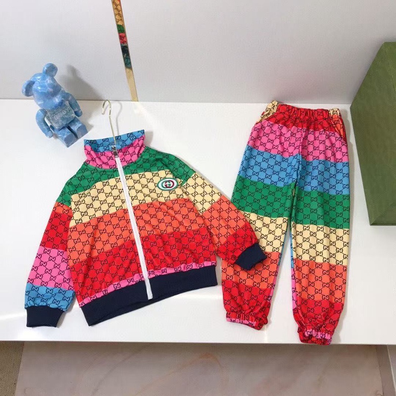 gucci 子供服グッチ キッズ カラフル トラックスーツ セット男の子女の子