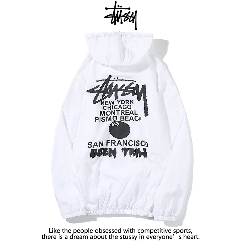男女兼用グラフィックフード付きウインドブレーカー アメリカンストリート カップル用 S-2XL