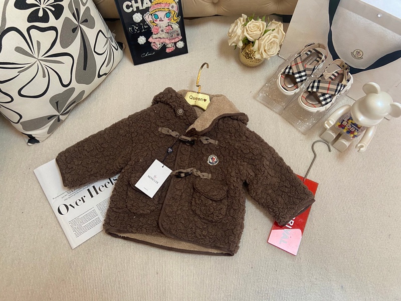 ンクレール風 キッズ チョコレートカラー フード付き スエードライクコート