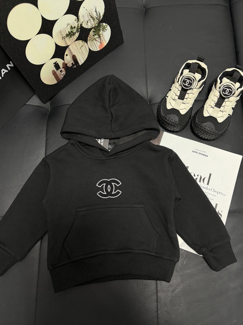 シャネルパーカー キッズブラック