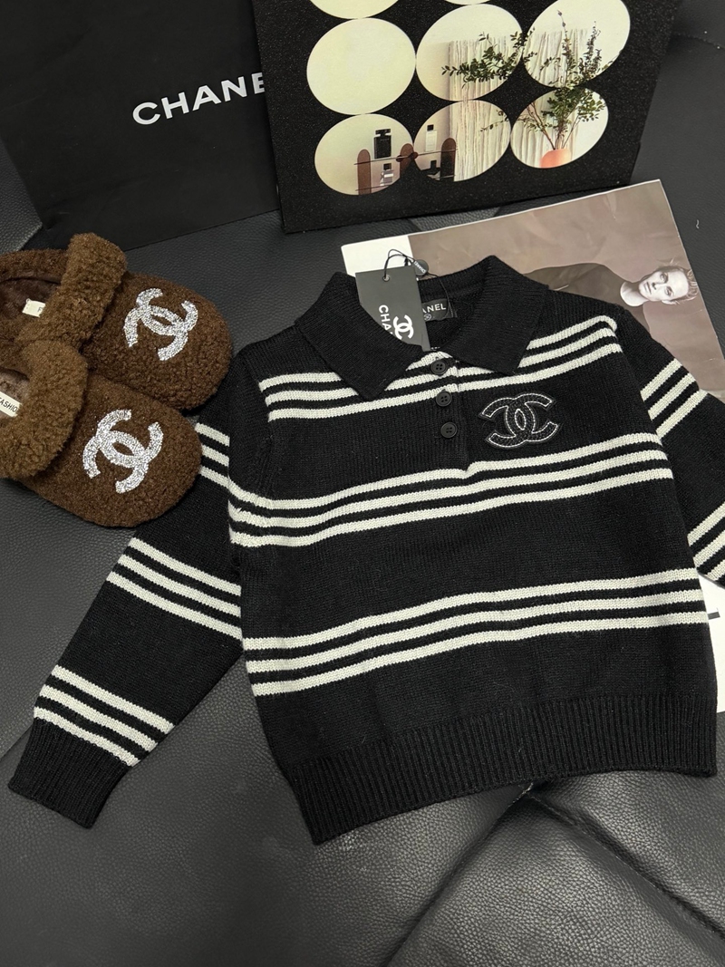 シャネル風ボーダーポロニット 男女共用