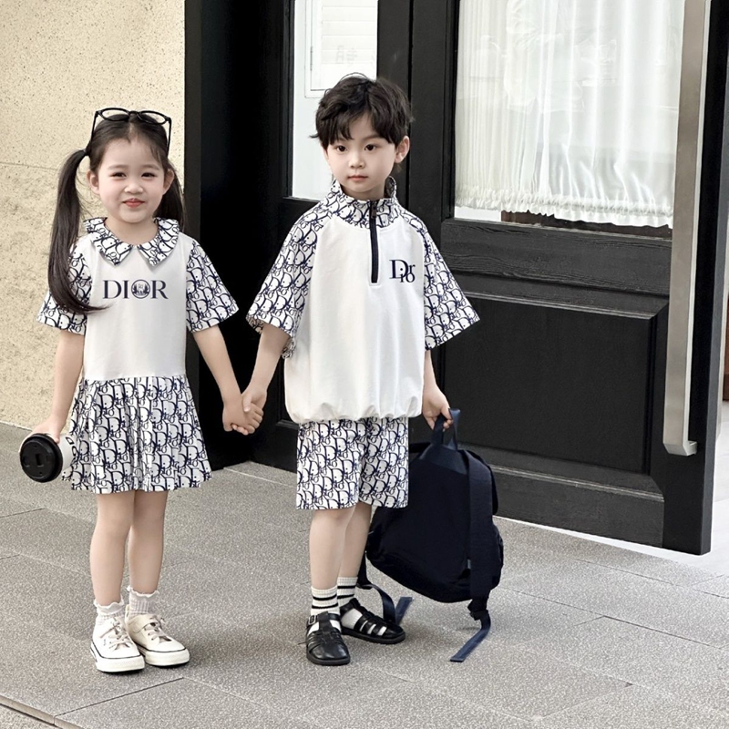 ハイブランドDIOR 風子供服半袖ワンピース